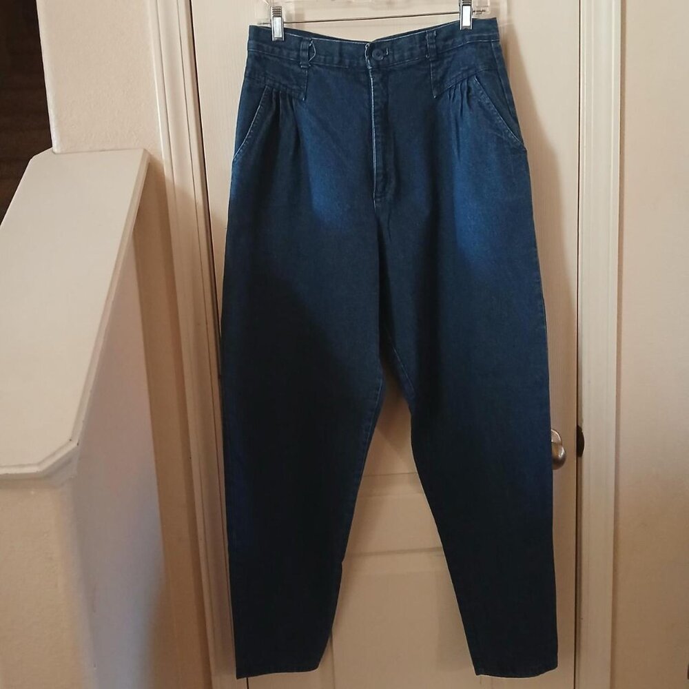 Vintage 80s Cherokee dark wash high-waisted barrel leg bareback mom jeans Sz 16